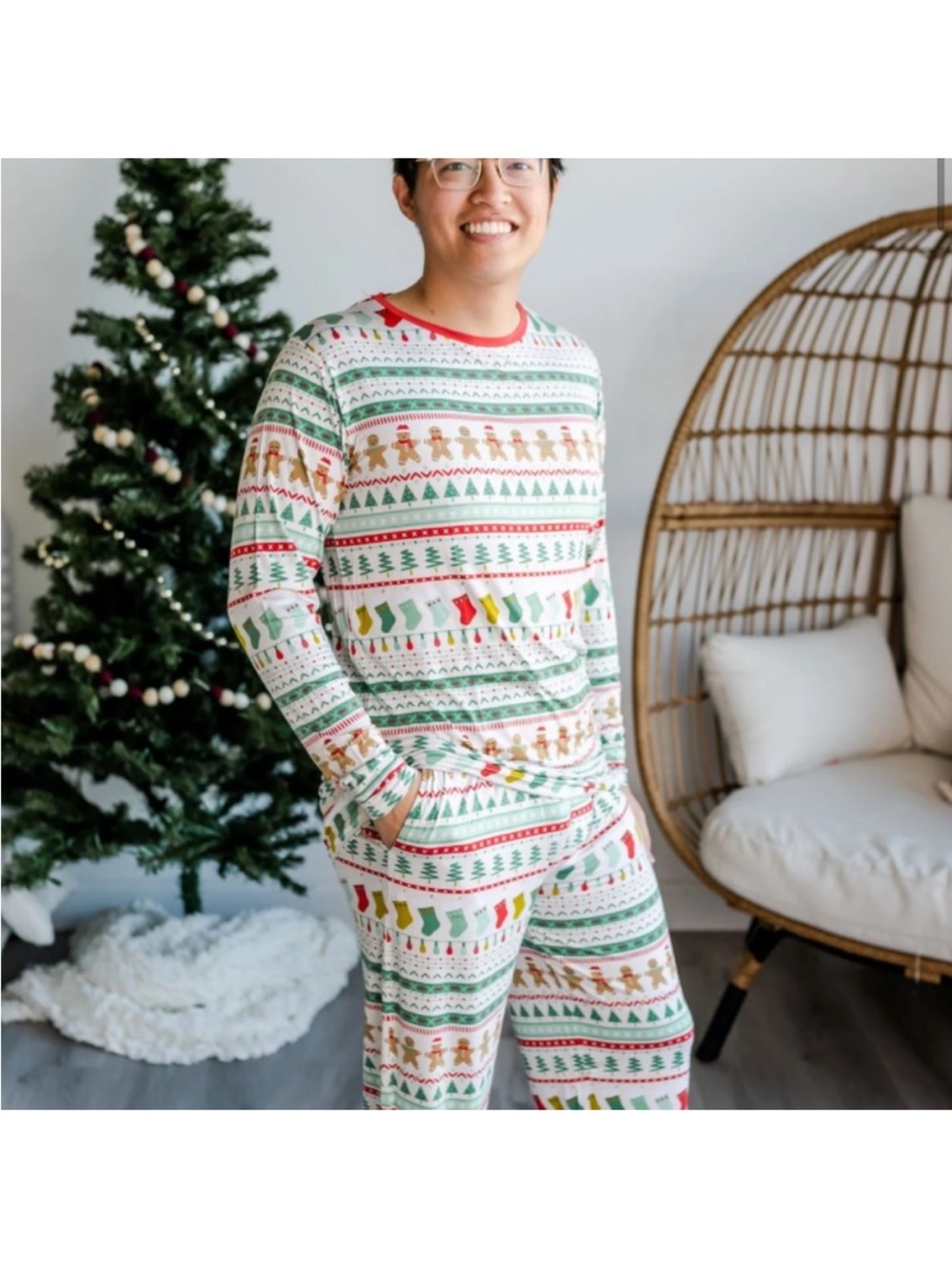 {L} Little Sleepies Men’s Fair Isle Gingerbread Bamboo Pajama Set